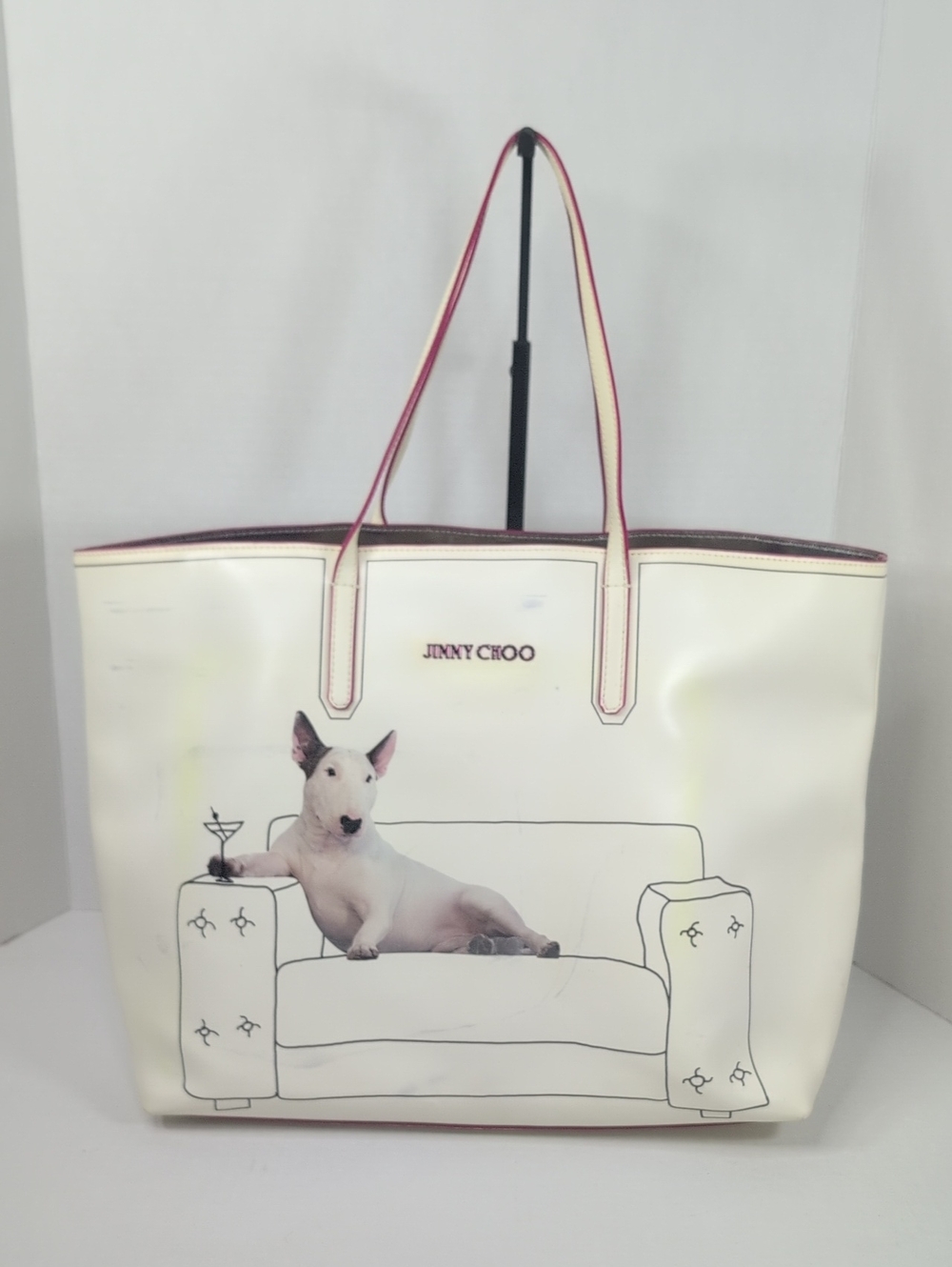 Jimmy Choo English Bull Terrier Print Sara Tote With Pouch
